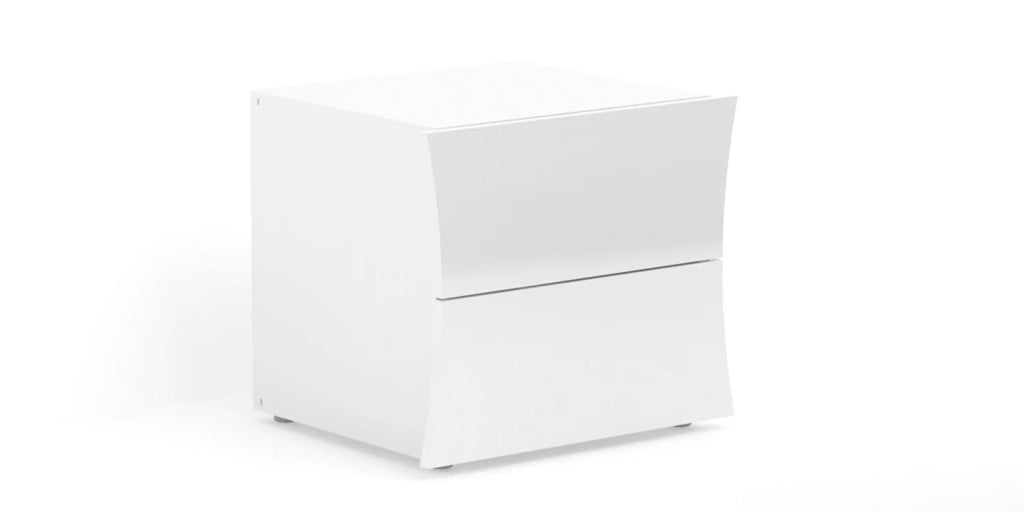 Comodino design bianco lucido 2 cassetti camera da letto Arco Smart