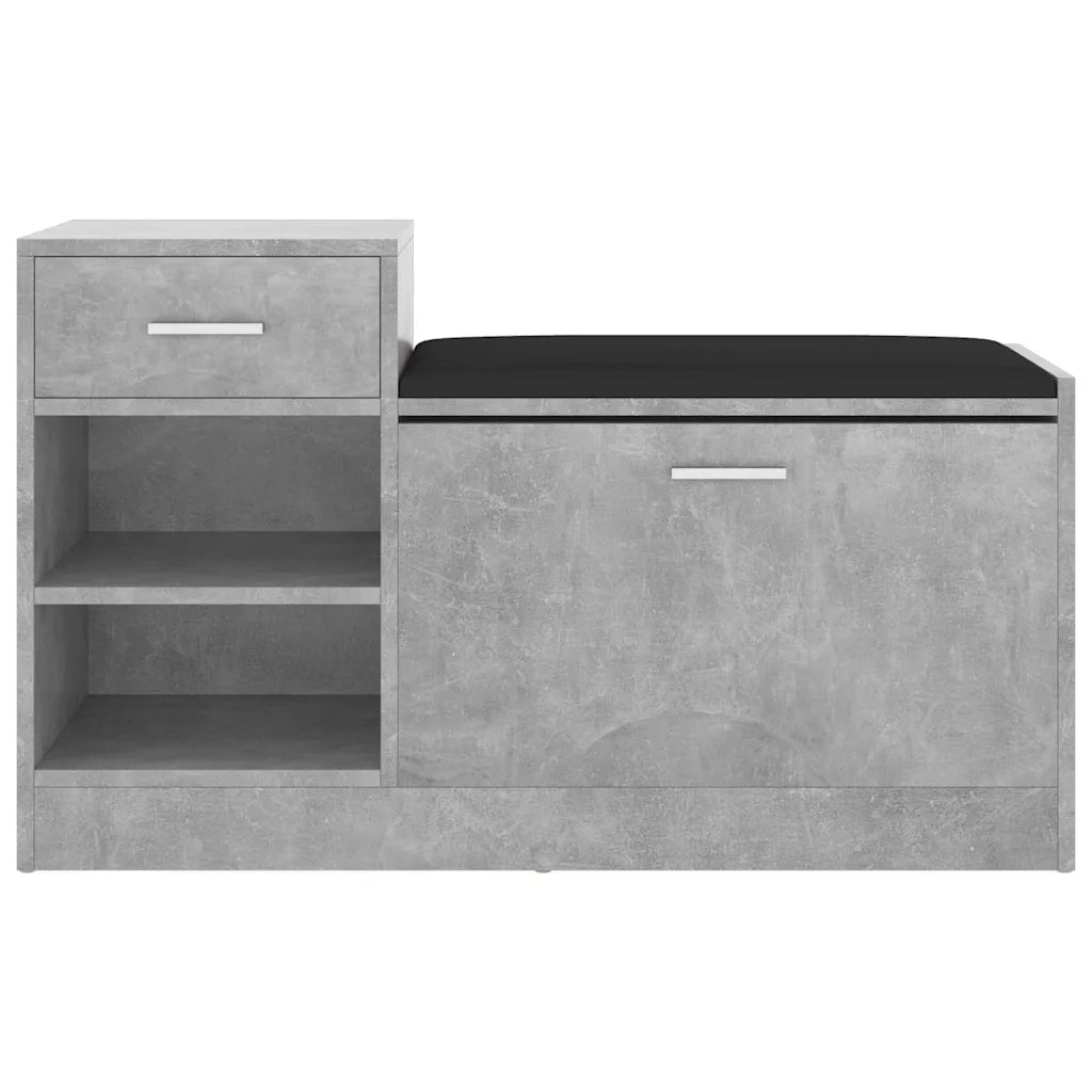 Panca Porta Scarpe | Scarpiera | Mobile per scarpe Grigio Cemento 94,5x31x57 cm Multistrato