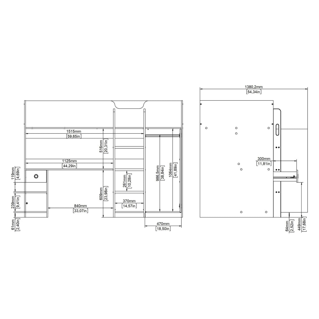 Laliso, Composizione Camera da Letto un Cassetto, 203x104x150h cm Bianco
