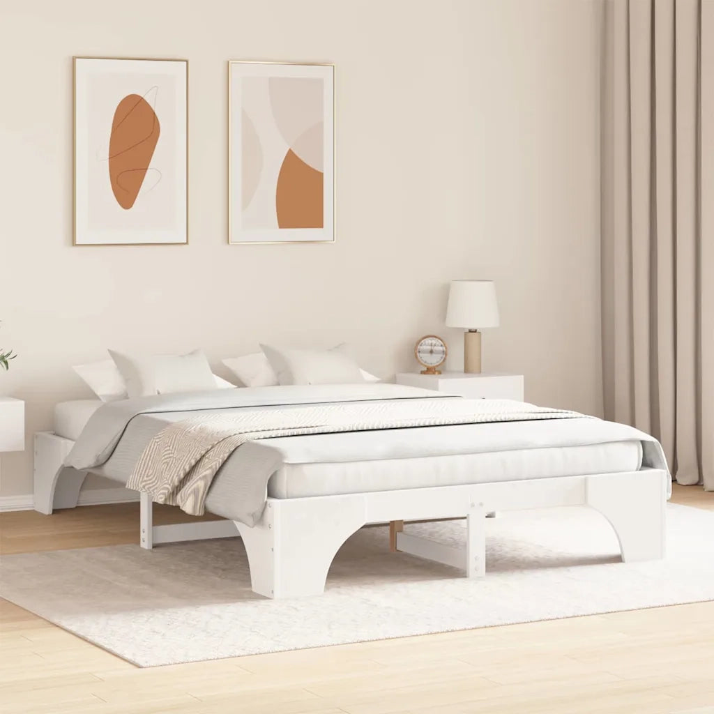 Letto matrimoniale | Letto per adulti | Struttura del letto Bianco 150 x 200 cm Pino massello