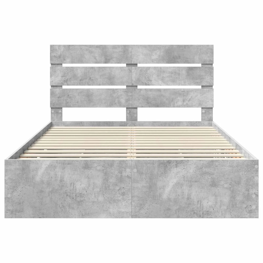Struttura del letto con cassetto-Giroletto con contenitore-Rete del Letto Grigio cemento 140 x 200 cm 541016