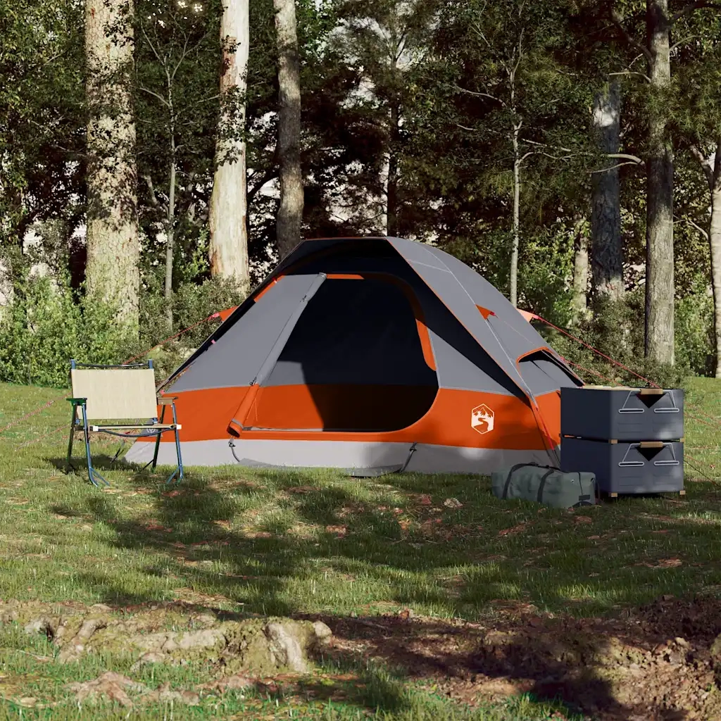 Tenda da campeggio | Tenda da campo a Cupola 2 Persone Grigio e Arancione