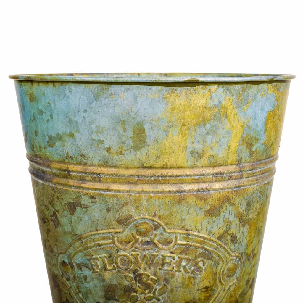 Vaso in metallo verde d20,5x25h b:13