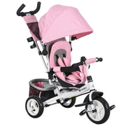 Triciclo per Bambini 1-5 Anni ¨C Xylo ¨C Bianco e Rosa con Maniglione e Tettuccio Regolabile 102x49x102 cm
