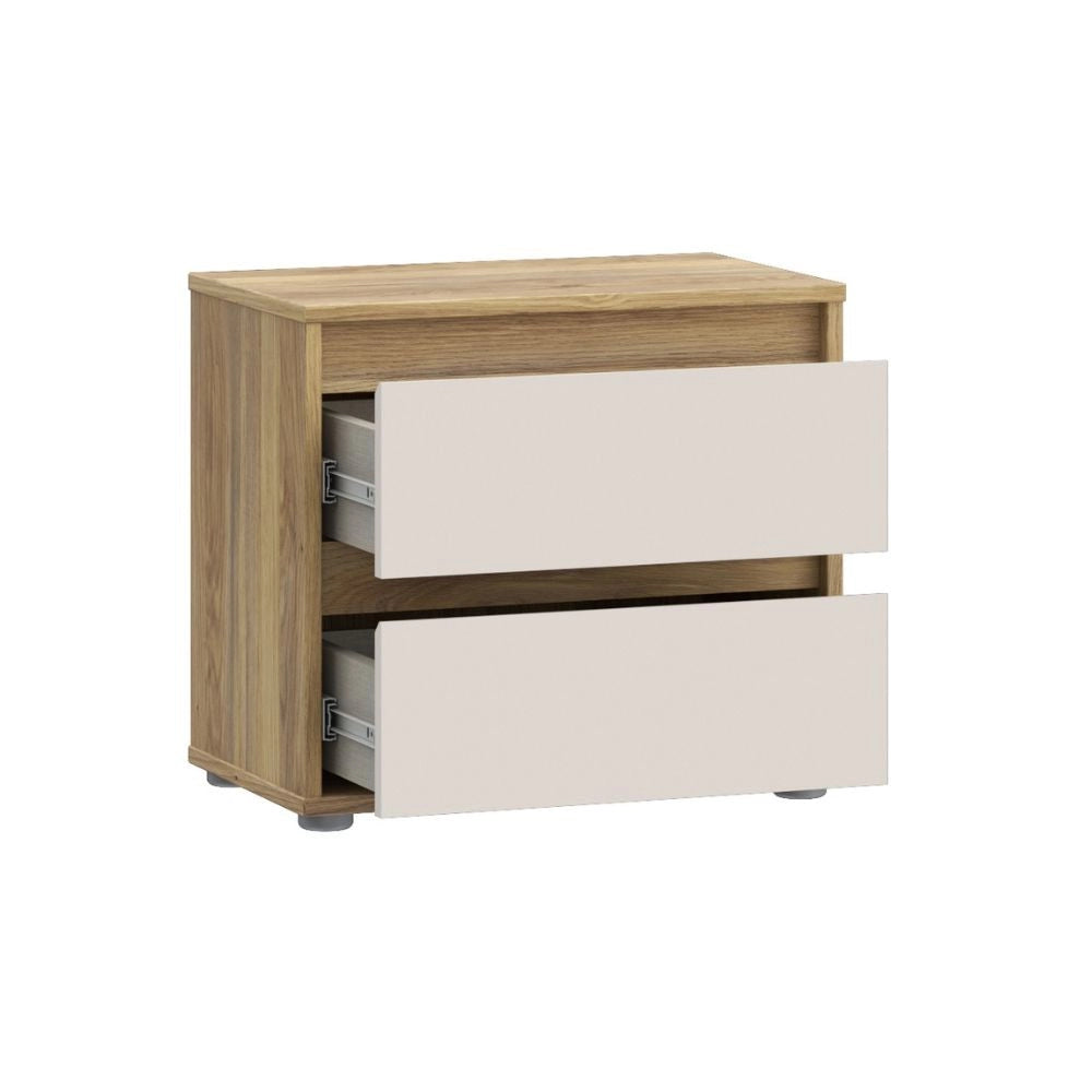 Comodino Neutra Rovere e Cashmere con 2 Cassetti – Design Moderno