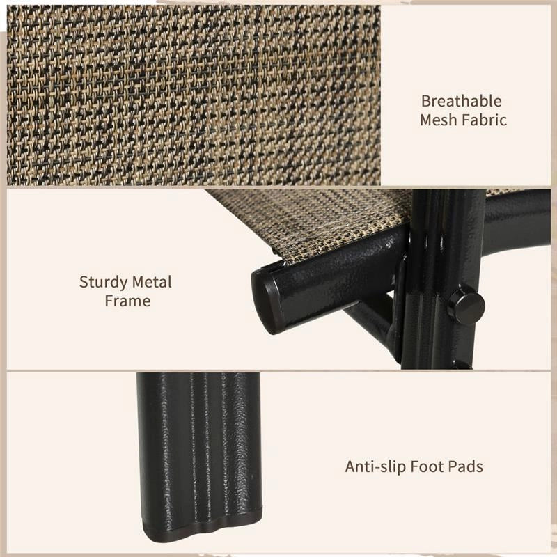 SET 4 SEDIE DA GIARDINO CON BRACCIOLI IN TESSUTO TRASPIRANTE MARRONE