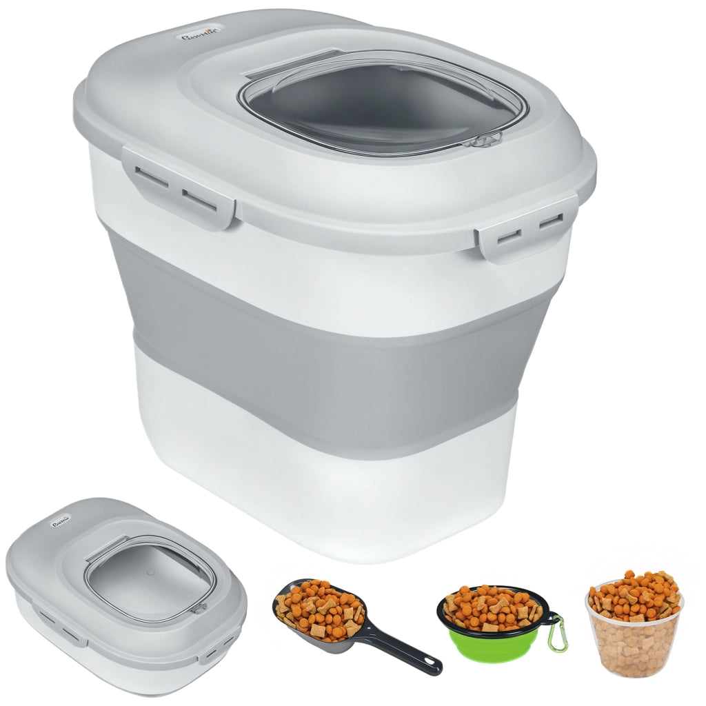 Contenitore per Crocchette Cani 5-25L ¨C Xylo ¨C Chiusura Ermetica con Deumidificatore, PP/TPE, 44x32x37cm, Grigio