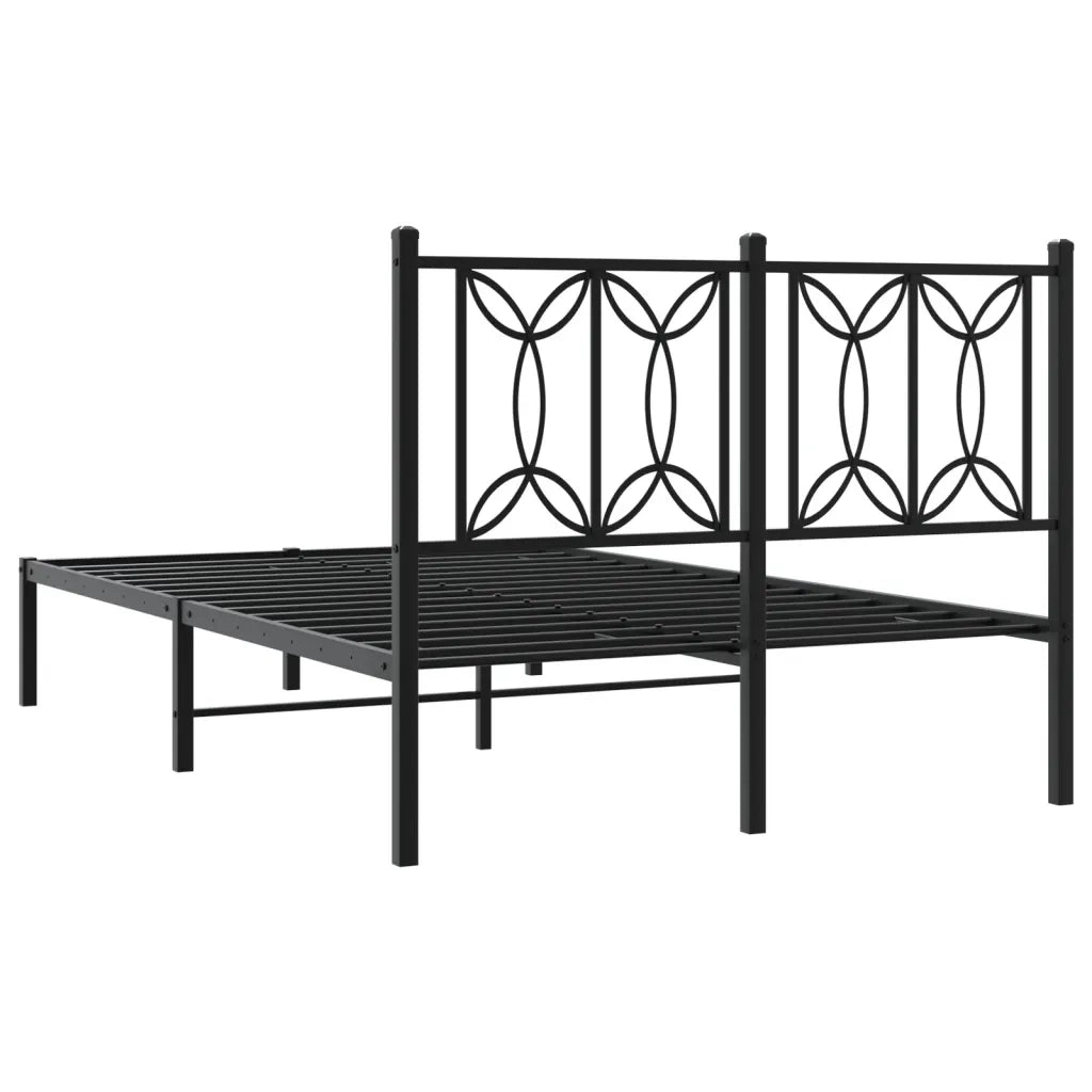Giroletto con Testiera-Struttura Letto con testiera in Metallo Nero 120x190 cm 207122