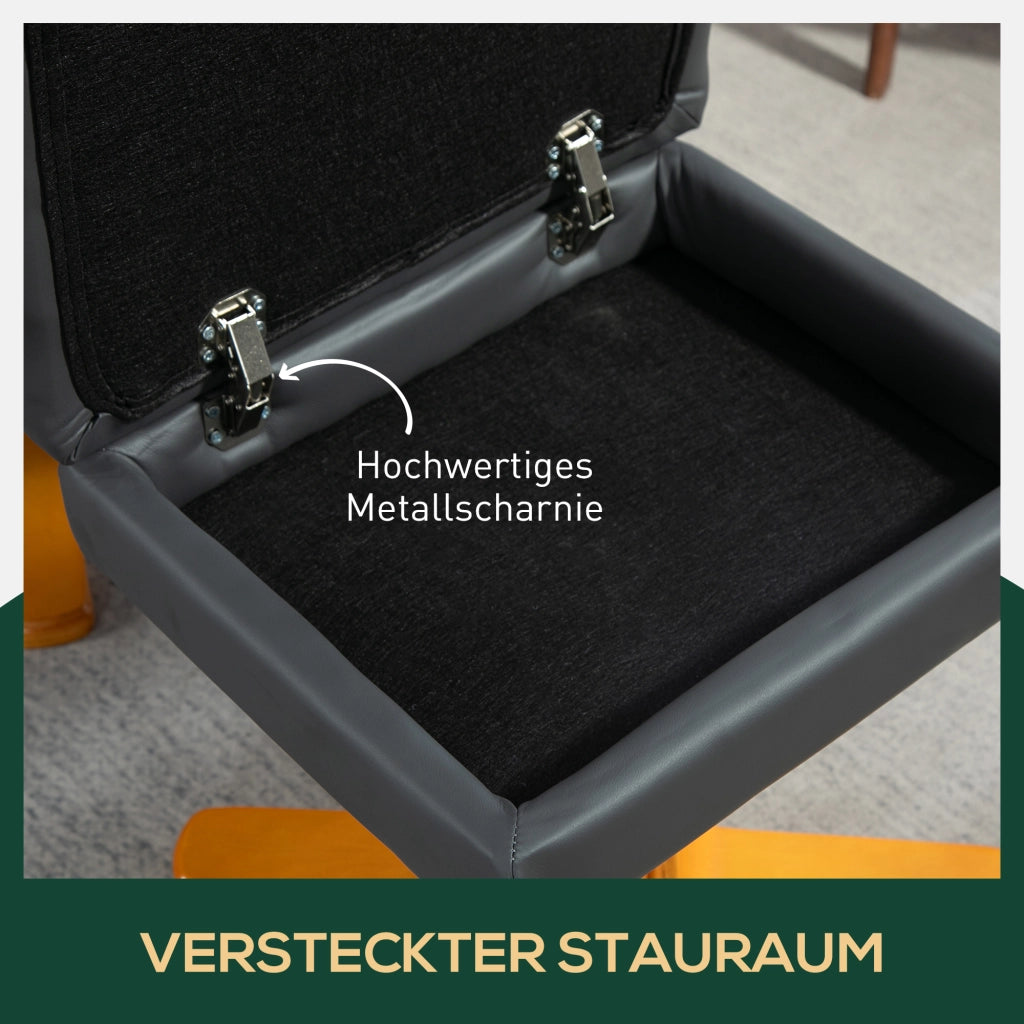 POLTRONA Reclinabile Girevole con Hocker, Set da 2 pezzi, Grigio scuro