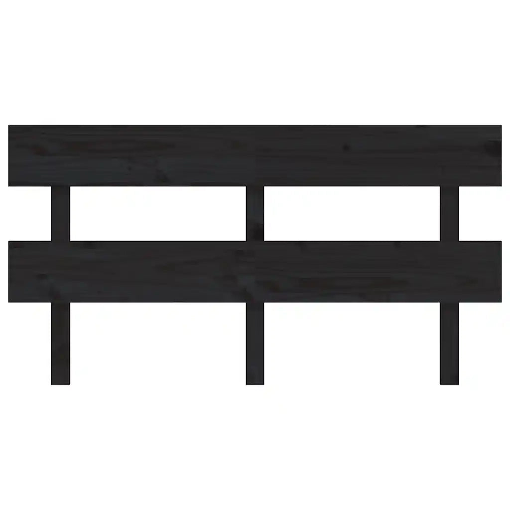 Testiera per Letto Nera 164x3x81 cm in Legno Massello di Pino 819084