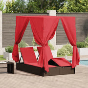 Lettino da sole doppio Rosso 205 x 129 x 200 cm polyrattan