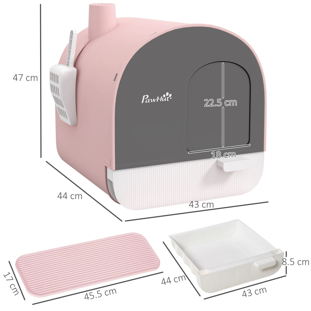 Casetta per Gatti con Filtro e Accessori ¨C zephmum ¨C Rosa 43x44x47