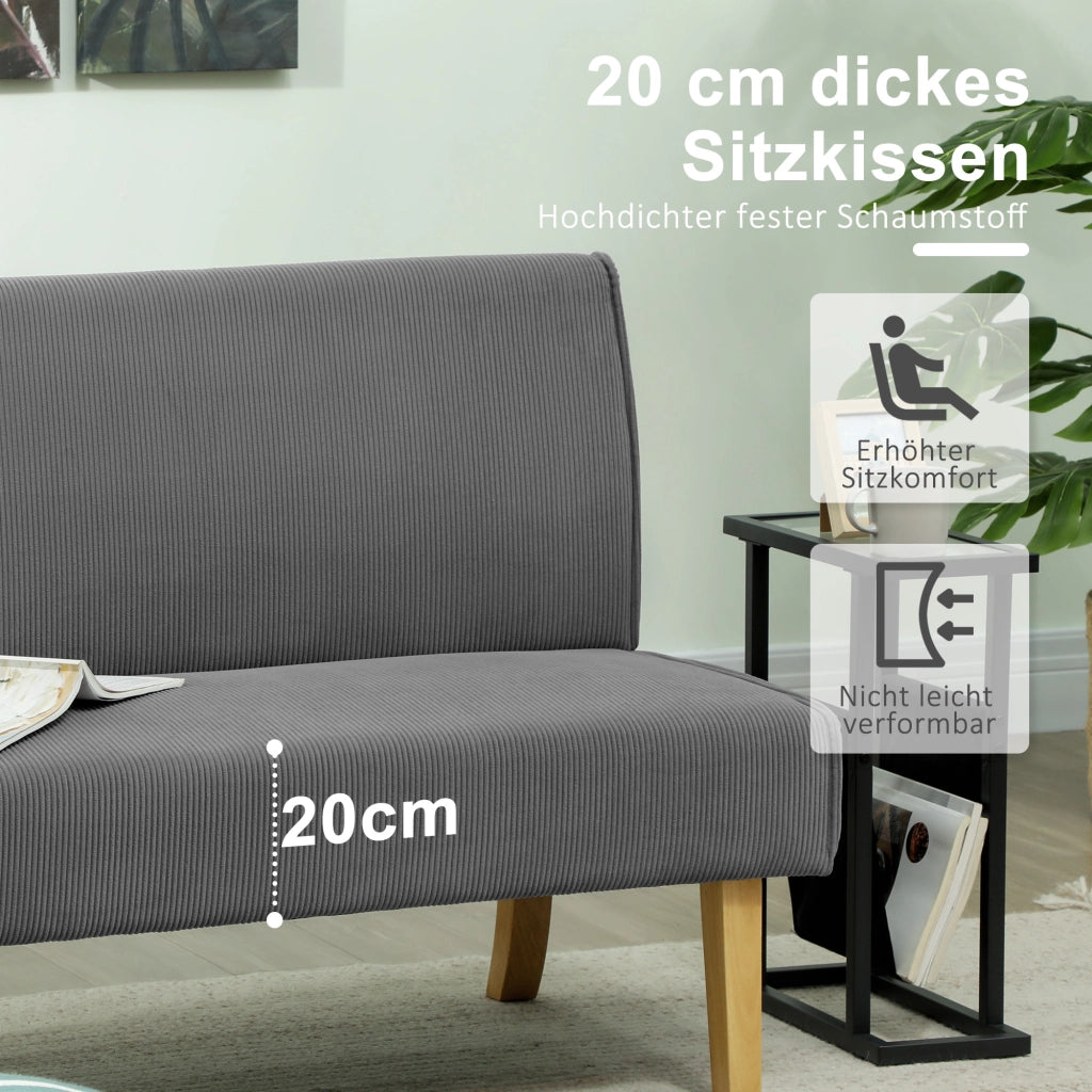 DIVANO 2 POSTI 110 x 62 x 85 cm Grigio in poliestere