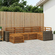 Set di divani da esterno 6 pz Naturale Poliestere 3384575
