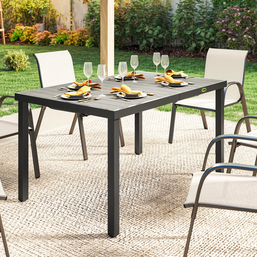 Tavolo da Giardino 6 Posti in Acciaio ¨C Minimal ¨C Grigio 140x90x74 cm