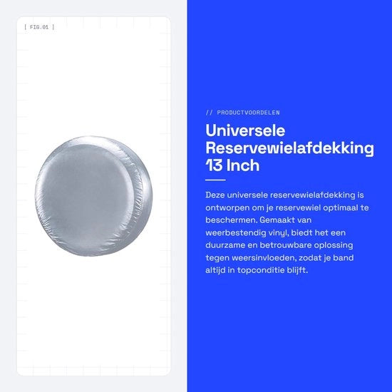Reservewielafdekking universale 13 pollici - copertura idrorepellente - banda adesiva - per autocarro e auto - PVC e pelle sintetica - installazione facile