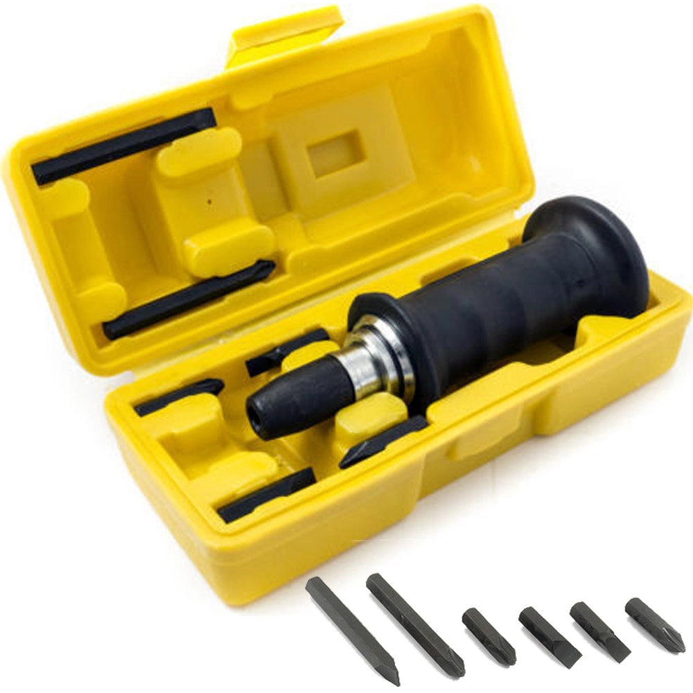 Trade Shop - Cacciavite A Percussione 7pz Impatto Per Viti E Bulloni Professionale Giravite -