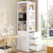 Scaffale per libri alto 200 cm - Zephmum- 3 ripiani aperti e 3 cassetti, sistema antiribaltamento