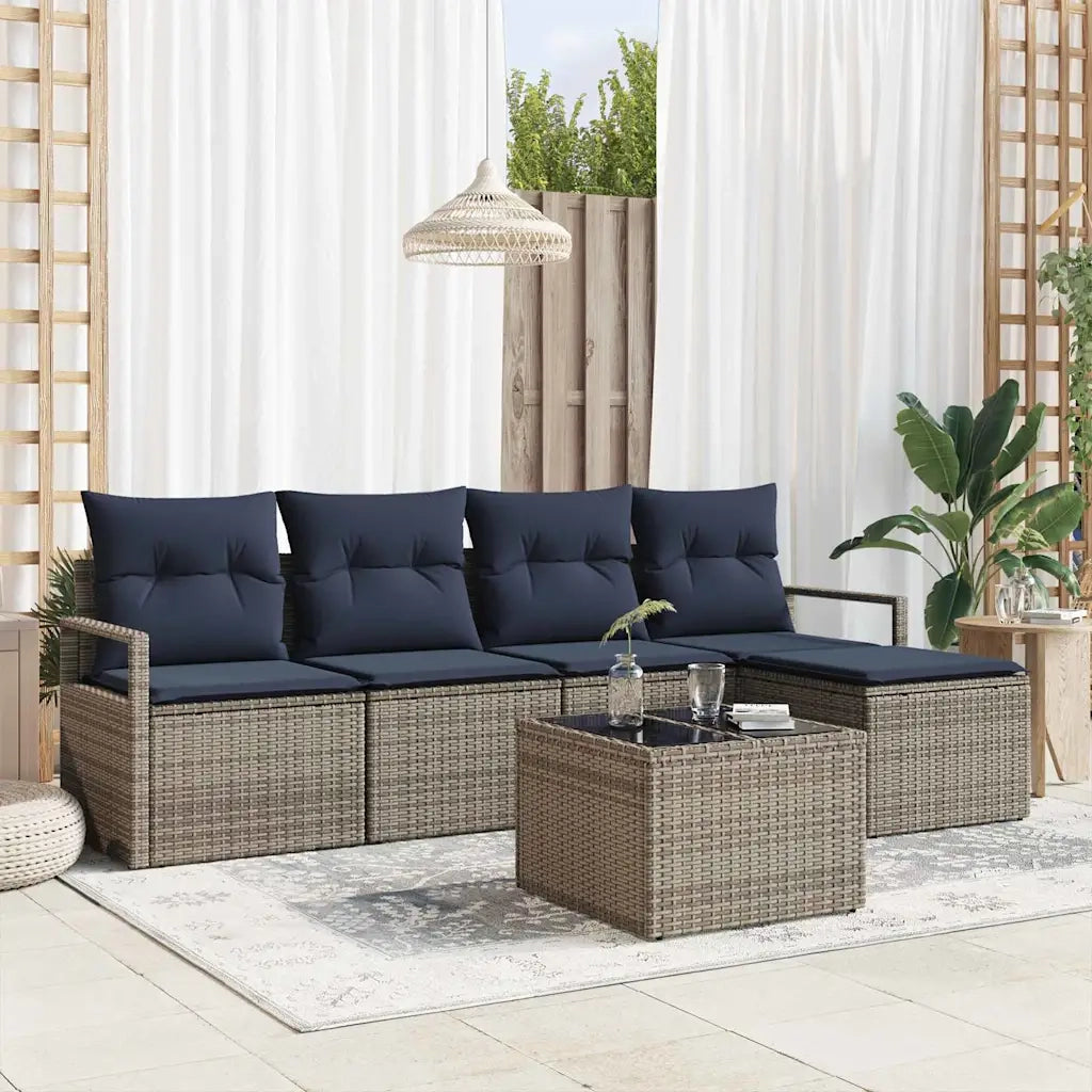 Set di divani con cuscino 6 pcs Grigio polyrattan 3346355