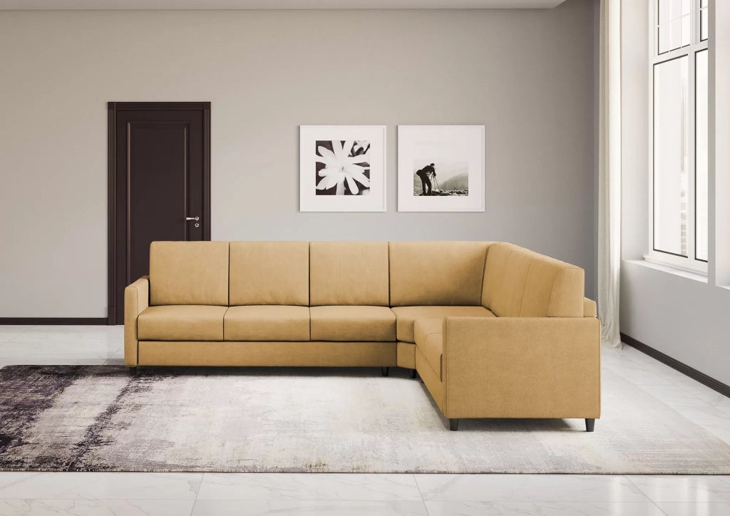 Divano karay 3 posti (tre sedute da 60cm)+ angolo + divano 2 posti medio (due sedute da 70cm) misure esterne l.281x241 | ocra - Mobili 2G