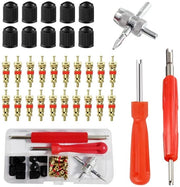 Strumento di rimozione valvole pneumatiche - Kit di riparazione pneumatici - Duraturo e facile da usare - 20 pezzi di inserimento valvola - Incluso set di dadi utili...