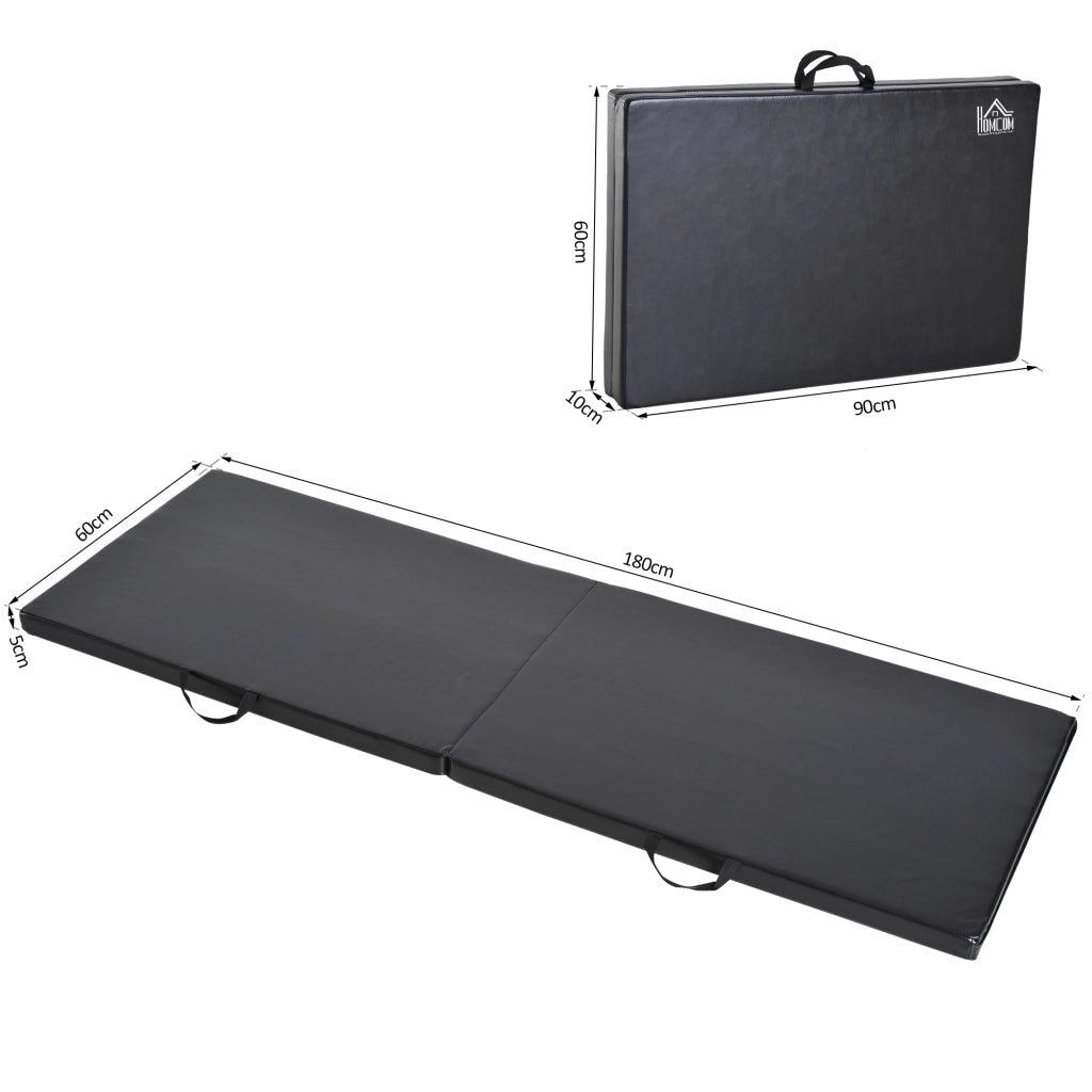 Tappetino Ginnastica Pieghevole 180x60x5 cm Antiscivolo Materassino Fitness Nero