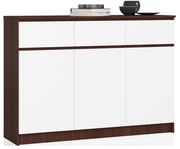 Cassettiera AKORD K140 Wengé 138 cm 3 ante 3 cassetti inserto frontale Bianco 138x40x99 cm