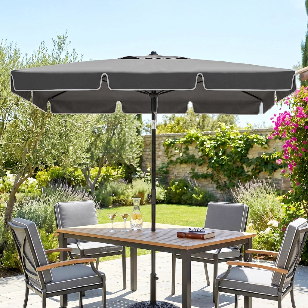 Ombrellone da Giardino rettangolare inclinabile ¨C Minimal ¨C 2x1.3m grigio metallo polyester