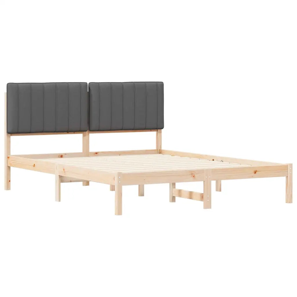 Letto con Testiera Rivestita Grigio scuro 150 x 200 cm