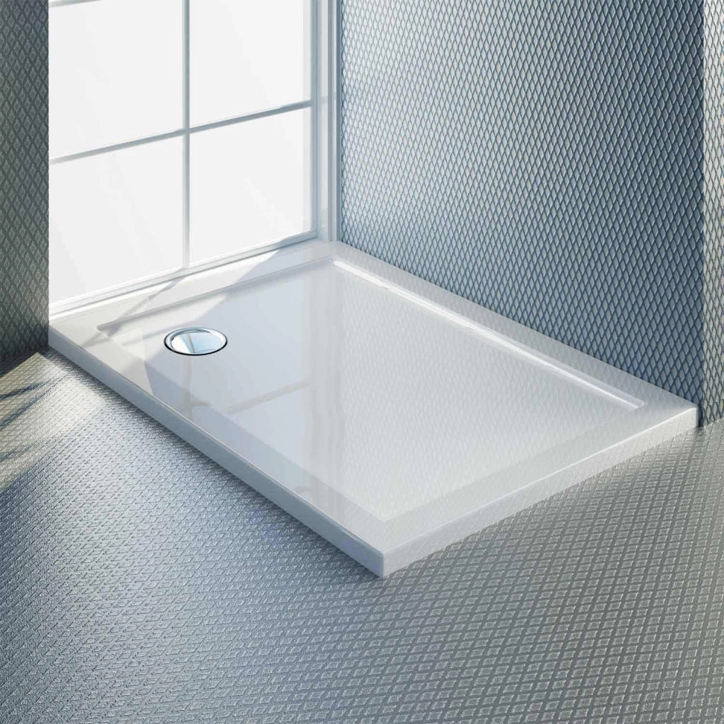 Piatto Doccia Slim 80x100x4 cm Rettangolare Acrilico Bordato Bianco Lucido mod. Flower