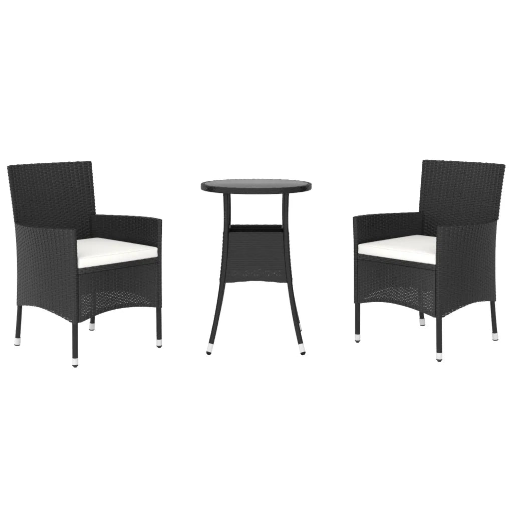 Set Bistrò da Giardino 3 pz con Cuscini in Polyrattan Nero 3187414