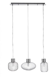 Lampadario 3 luci trasparente 85x30x120h