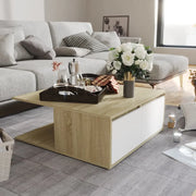 Tavolino Salotto-Tavolino da soggiorno-Tavolo Bianco e Rovere Sonoma 80x80x31cm Multistrato