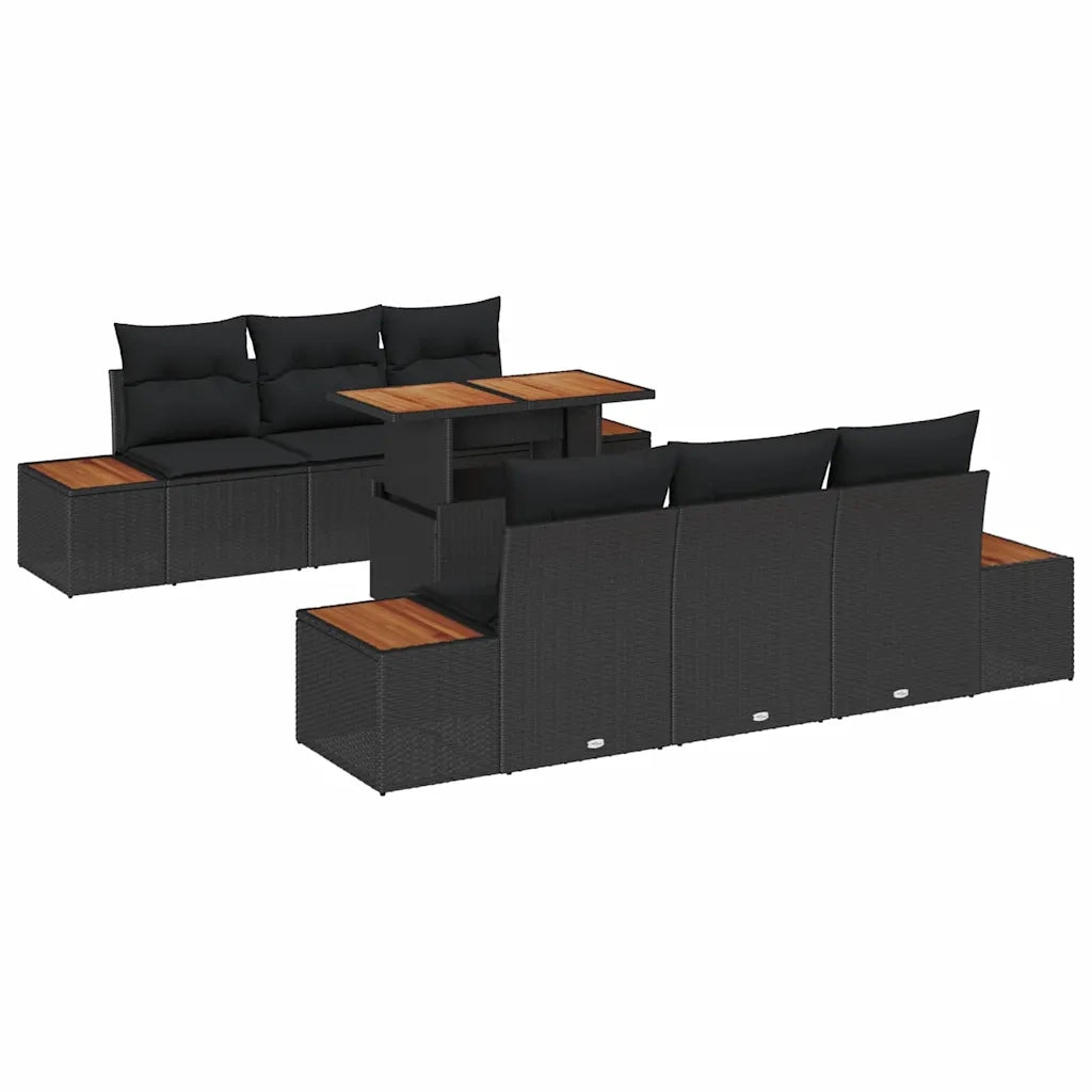 Set da Pranzo per Giardino con cuscino 7 pcs Nero e Marrone 3350030