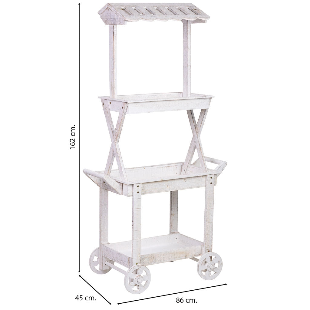 Carrello espositivo-scaffale in legno 86x45x162h cm