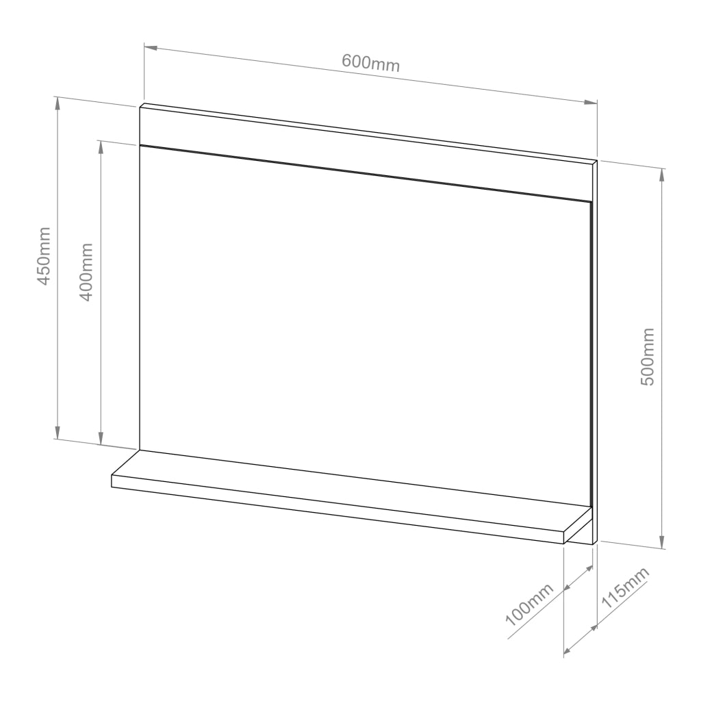 Specchio da Bagno Krildihana con Mensola 50 x 60 x 12 cm - Effetto Rovere [en.casa]
