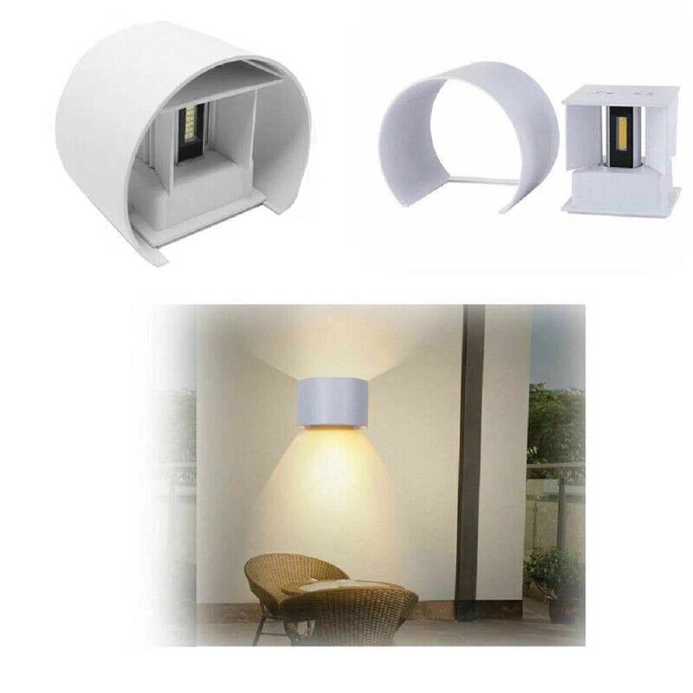 Trade Shop - Applique Parete Muro 28 Led 12 Watt Ip55 Luce Fredda Calda Up & Down Es44 Bianco - -bianco Freddo      -
