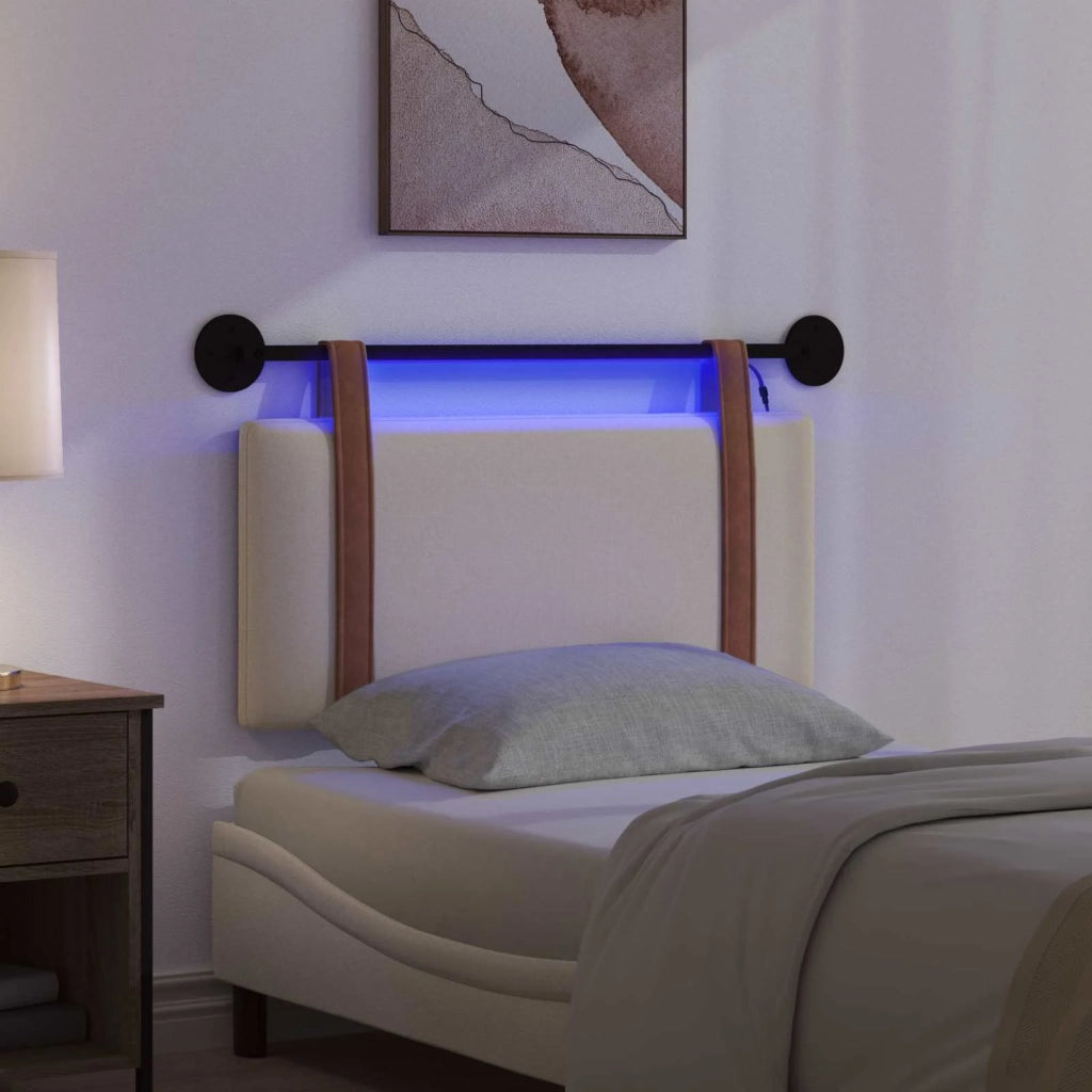 Testiera sospesa Con luce LED Crema PU Antico 3423841