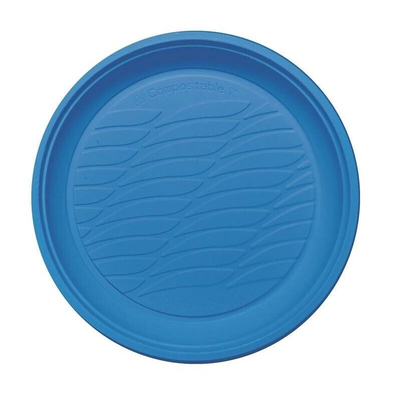 MAURY'S BIOPLASTIC PIATTI DESSERT DIAMETRO 17 CM 20 PEZZI IN COLORAZIONE AZZURRA