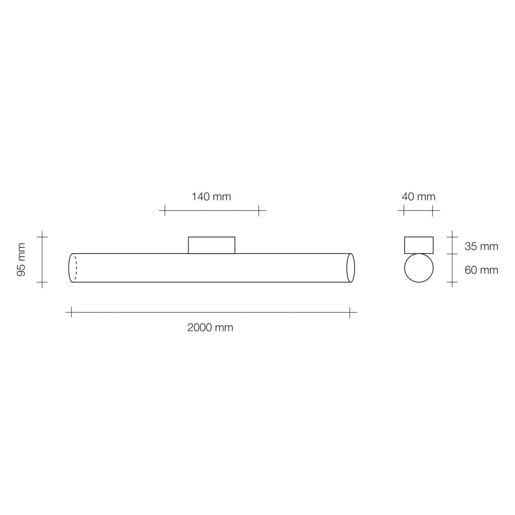 PIRGOS lampada tubo cilindrico da Parete/Soffitto 200 cm alluminio bianco 3000k 4000lm 38,4w