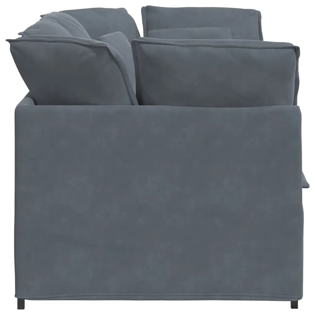 Divano Modulare con Cuscini in Velluto Grigio Scuro 3321250