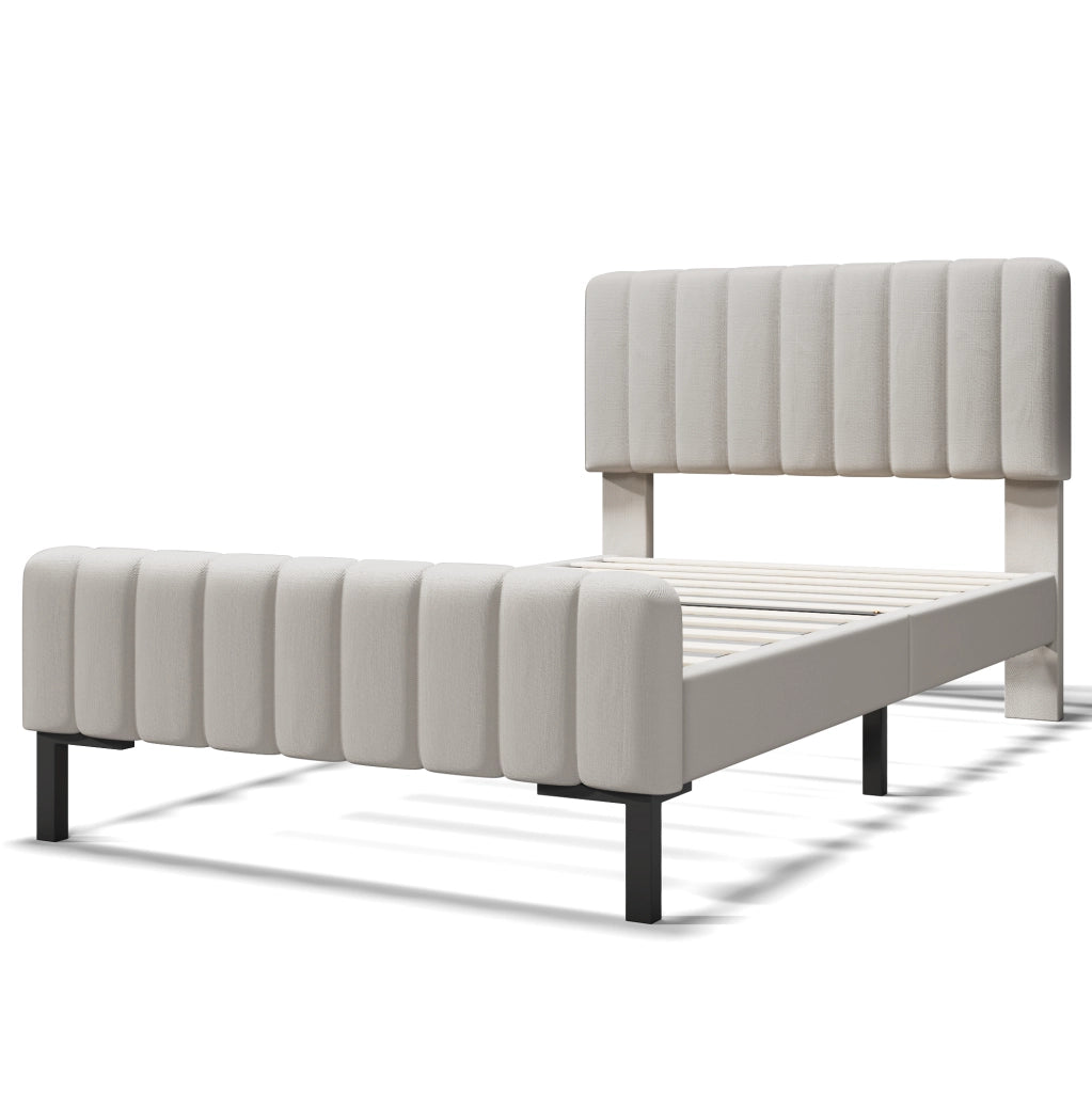 Letto imbottito 90x200 cm con testiera regolabile e rete a doghe