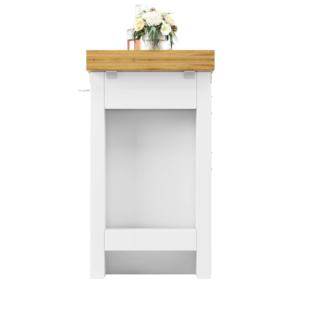 Tavolo da pranzo allungabile con sideboard, piano girevole a 360°, MDF, bianco