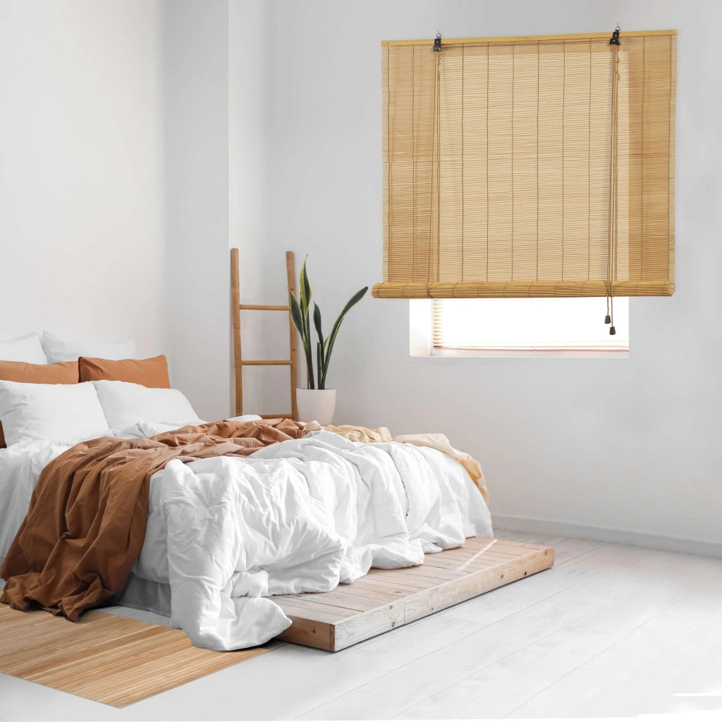 Tenda a rullo oscurante in bamboo naturale Marronechiaro 90x175 cm