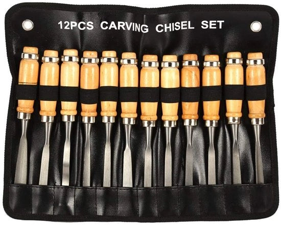 Set di seghe in legno 12 pezzi - Set di seghe per il lavoro con il legno - Attrezzi professionisti - Progettazione ergonomico - Legno lucidato - Tasca portatile inclusa