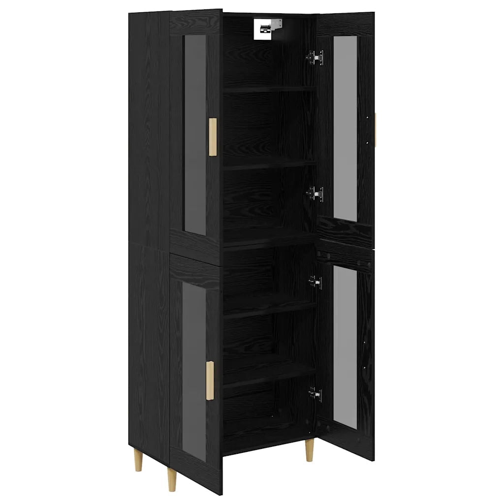 Credenza-Buffet-Armadio da cucina Rovere Nero 69,5 x 34 x 180 cm Legno multistrato 619493