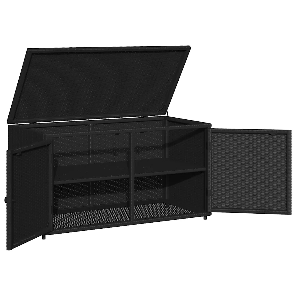 Armadietto Portaoggetti Giardino Nero 110x55x60,5cm Polyrattan 365567