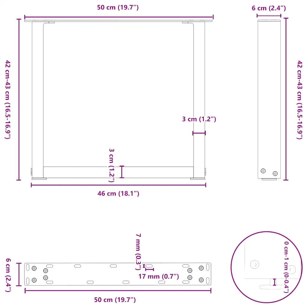 Gambe per Tavolino da Caff¨¨ a Forma di U 2 pz | Piede del tavolo Bianche 50x(42-43) cm Acciaio