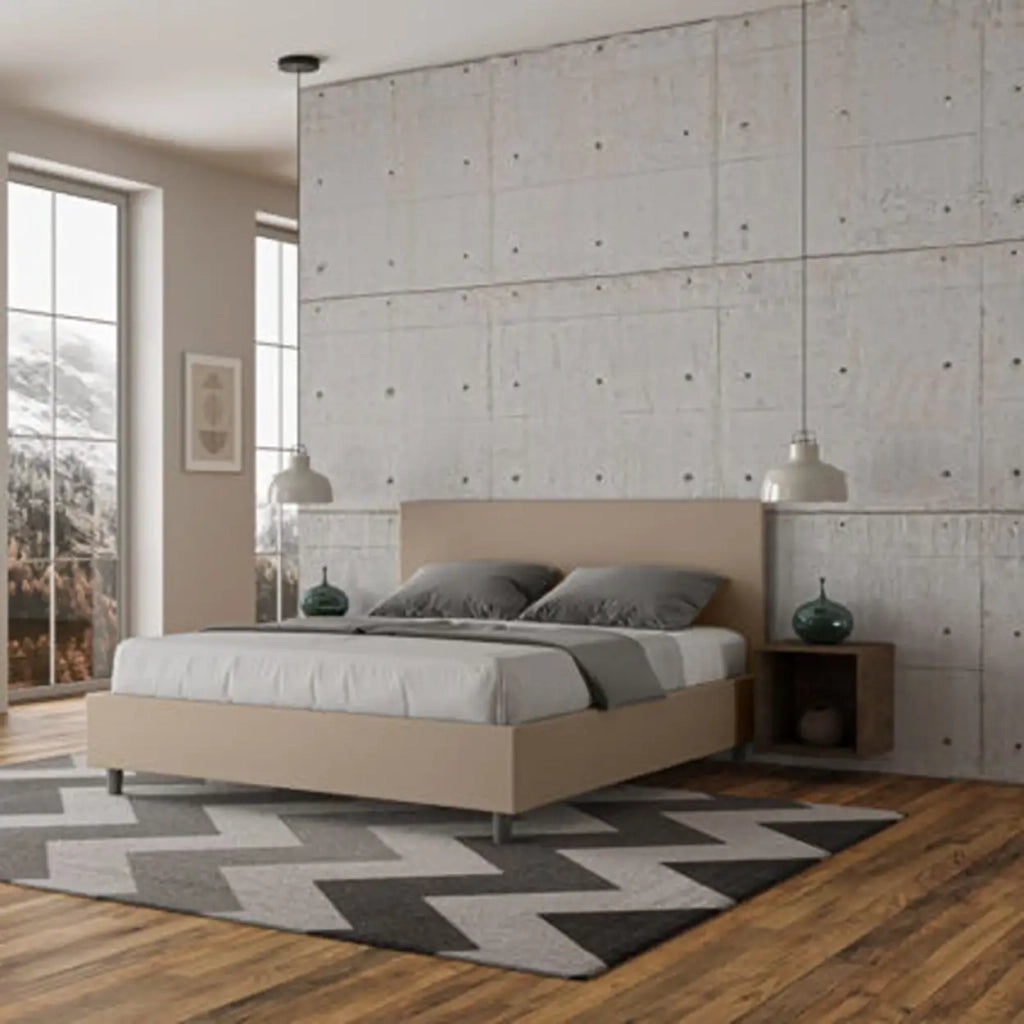 Letto matrimoniale senza rete imbottito 160x200 similpelle tortora Adele