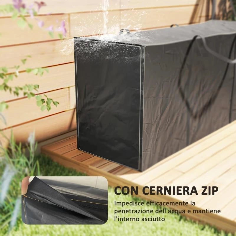 BORSA PORTAOGGETTI DA 720L CON 2 CERNIERE E MANIGLIE, IN TESSUTO OXFORD 600D, 175X55X75 CM, NERO